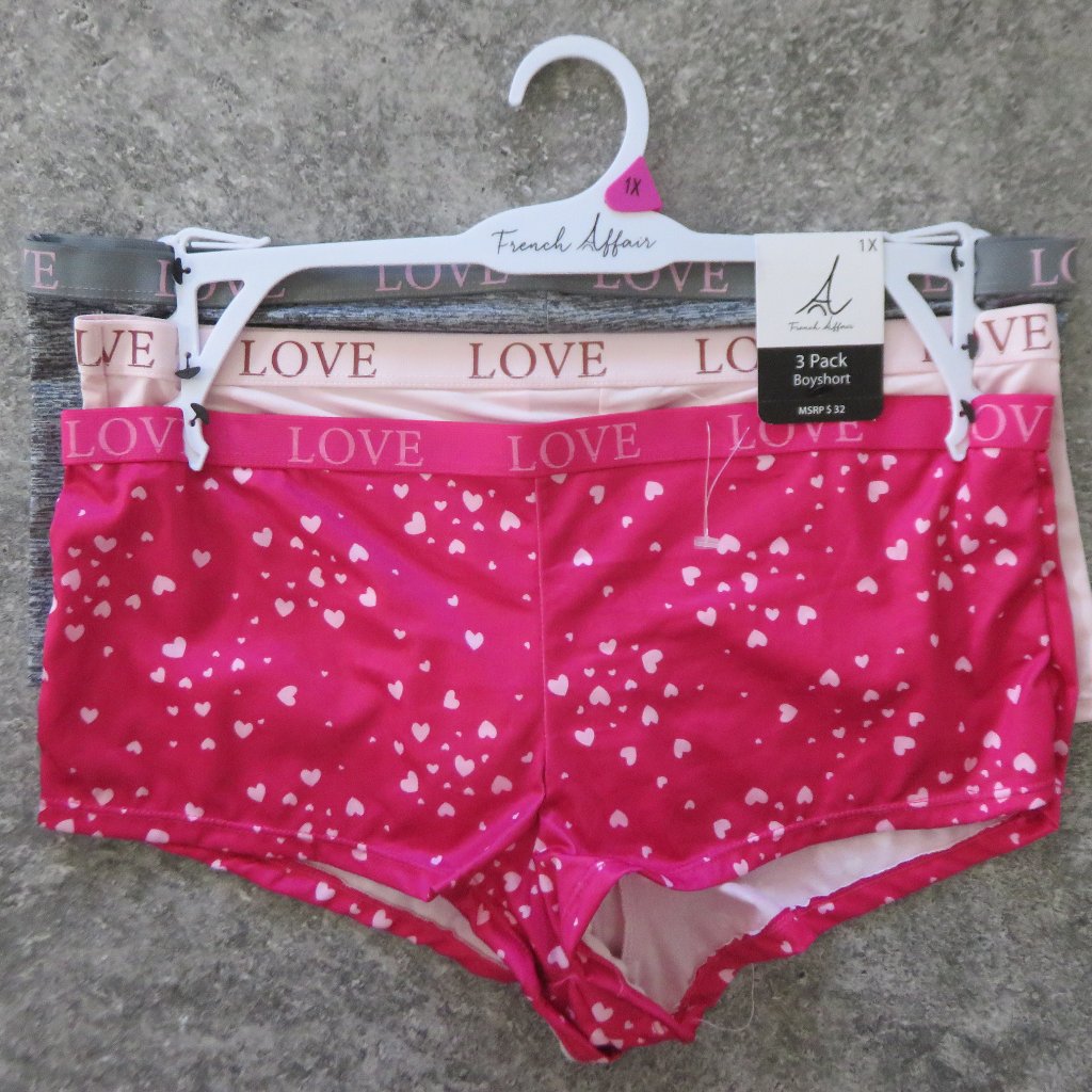 102 French Affair Brand New 3Pack Boyshorts Size 1x 102 French Affair Brand New 3Pack Boyshorts Size 1x